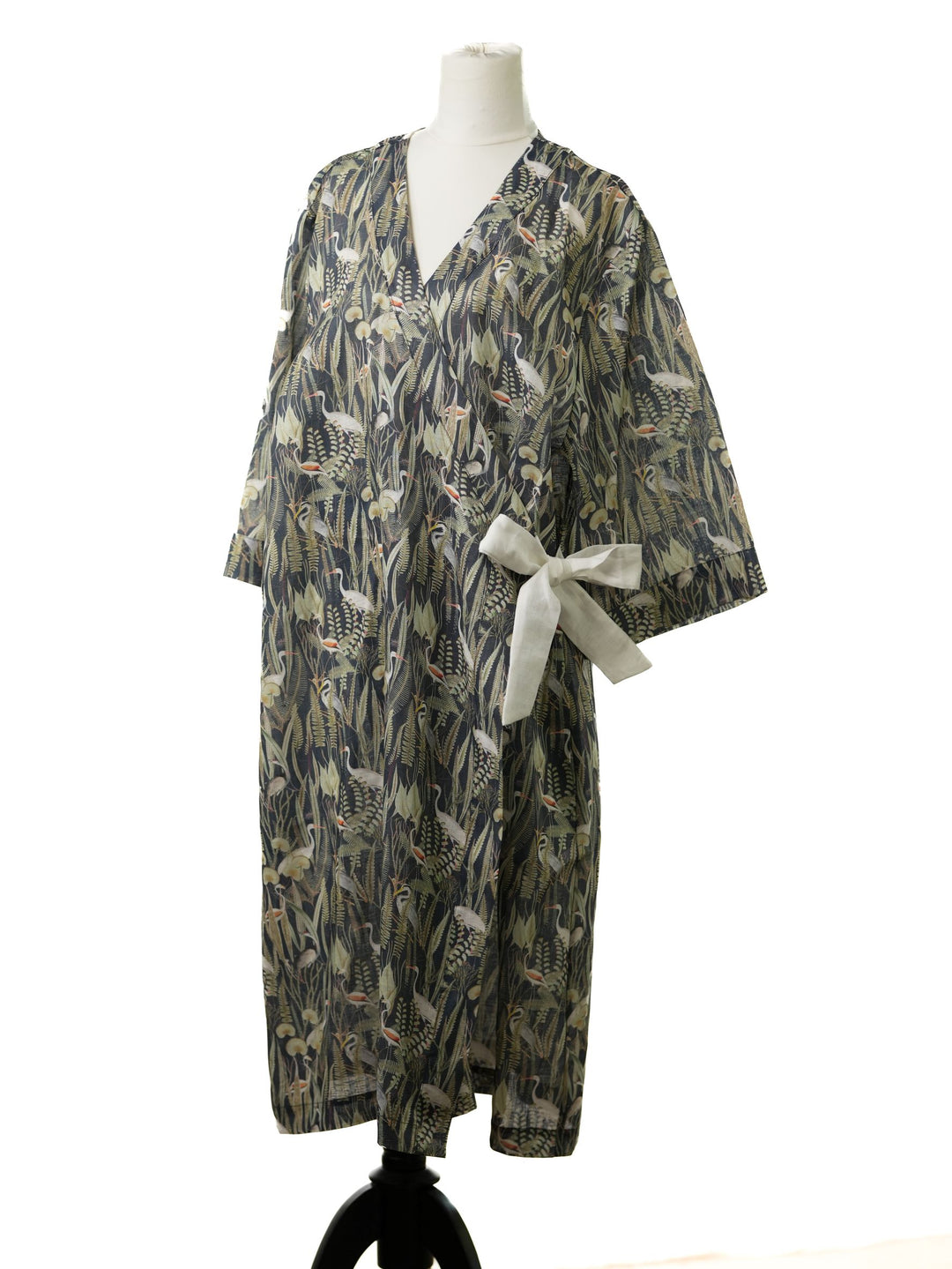 Side Tie Robe in Cranes