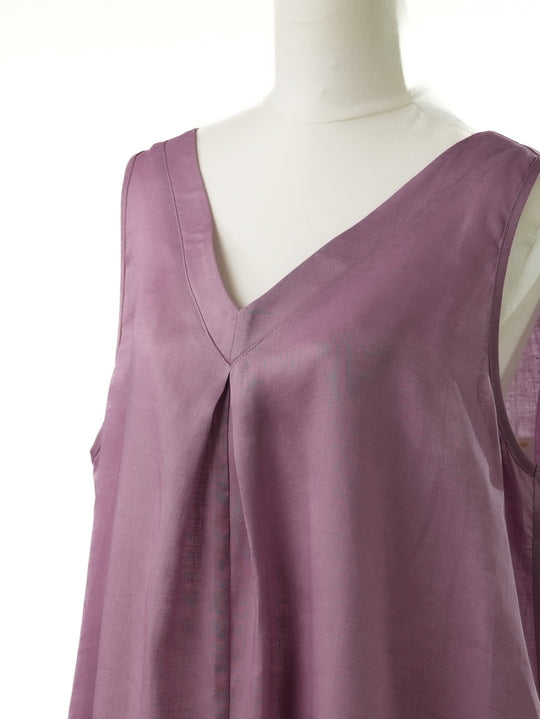 V-Neck Linen Nightdress in Iris